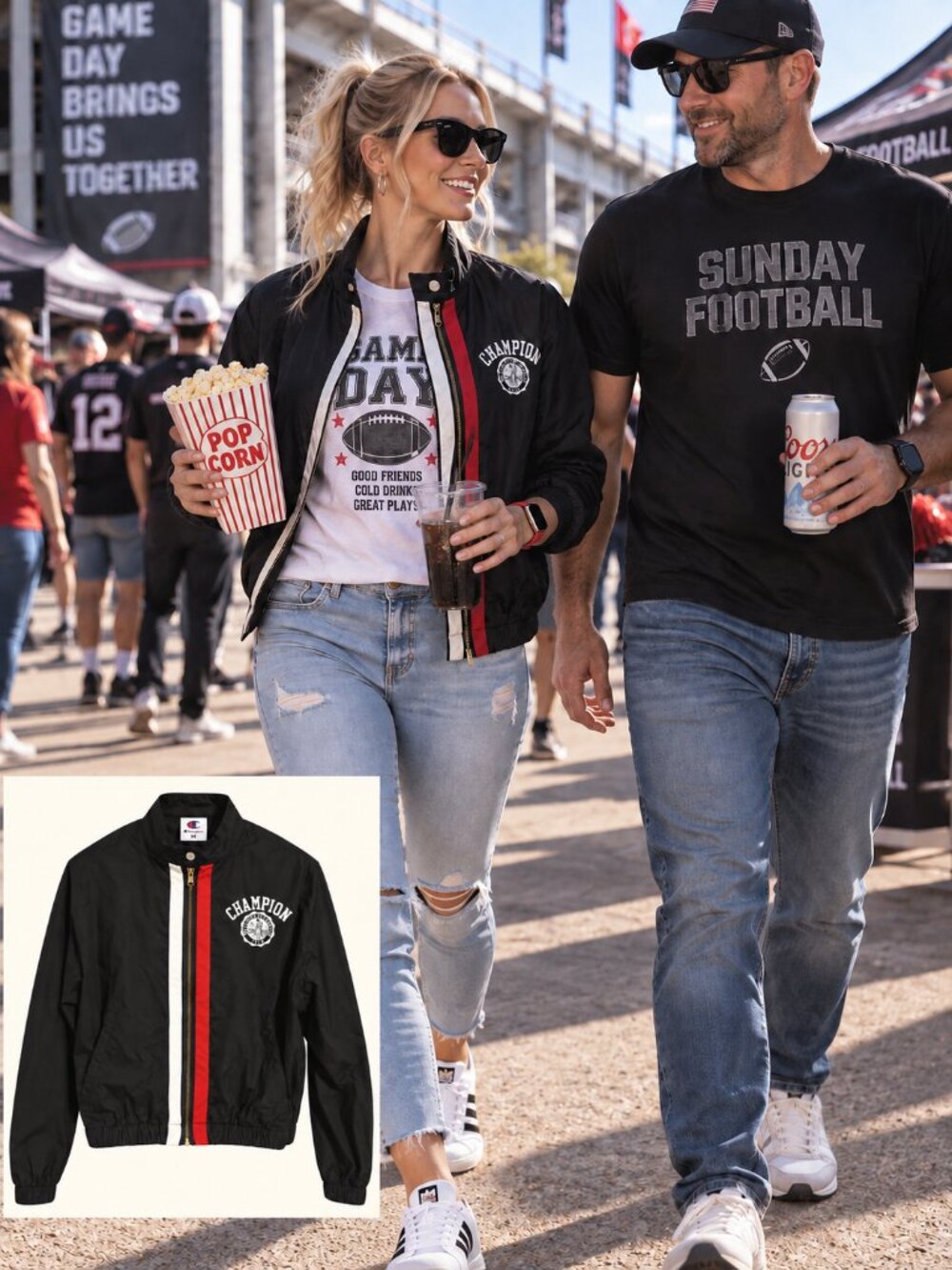 Champion Women’s XS Black Red White Bomber Track Jacket NWT